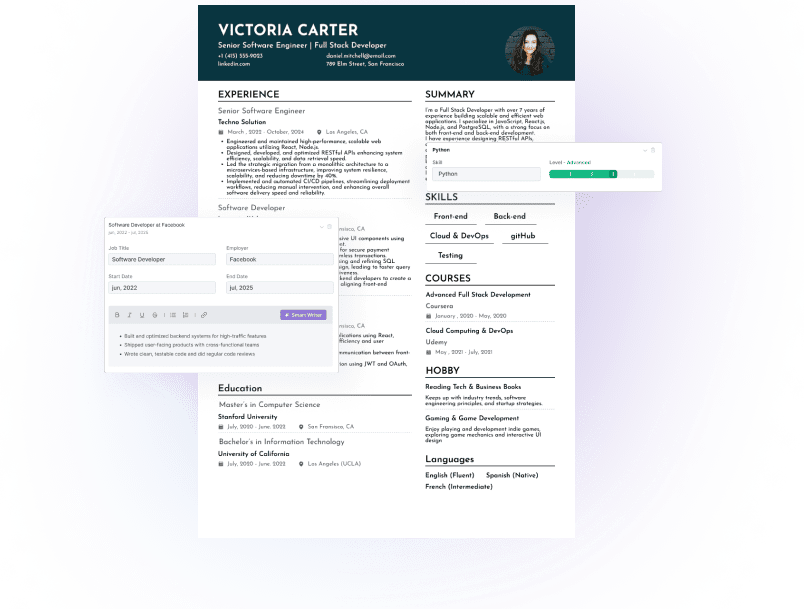 Filling out resume sections with AI help